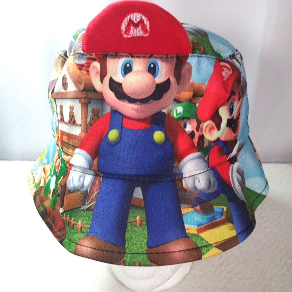 Super Mario Bros Reversible Bucket Hat Youth OSFM Nintendo Mario